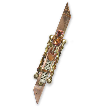 Mixed Metal Mezuzah with Copper Braids rosenthal by Gary Rosenthal